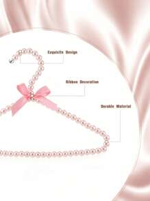 SHEIN 仿珍珠蝴蝶结衣架，适用于婚纱、裤子、外套等公主风衣物晾晒收纳整理，家居装饰衣柜必备，奢华珍珠白衣架，时尚百搭。