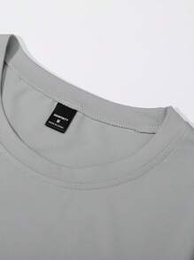 Manfinity Homme Camiseta de manga corta y cuello redondo con estampado de letras casual para hombre, verano