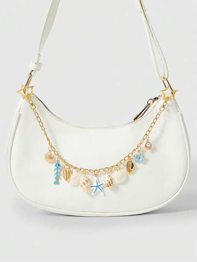 Fairycore 1pc Boho Tropical Starfish Shell Whale Decorative Pendant Charm For Beach Vacation Bag