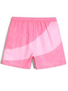 Manfinity Swimmode Pantaloni scurți de plajă roz, casual, cu model patchwork, pentru bărbați