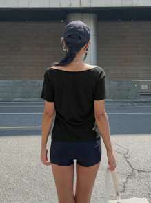 INAWLY Camiseta casual de verano de mujer de unicolor, cuello redondo, manga corta, holgada