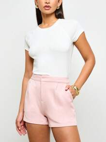 AiiRZ Shorts de cintura alta sob medida French Terry Premium Lounge Resort Wear Verão Praia Férias Feriado Casual Uso Diário - Rosa - Ver 1