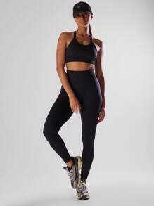 Musera Sport Solid High Waist Sports Leggings,Active Comfy Workout Gym Running Run Club,Padel, Tennis, Pickleball Gym Fitness - Black - View 1