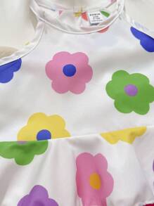 SHEIN Playful Pals Set de 2 piezas/paquete de top de tirantes de color vivo + shorts para recién nacidos/bebés niñas primavera/verano, de 0 a 3 años - Rosa - Ver 5