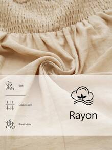 Aalyst 简约优雅亚麻混纺束腰女式衬衫 - 杏色 - 查看 3