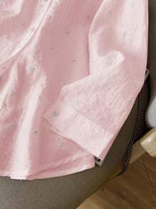 SHEIN Women's Fashionable Loose Thin Backless Tie Cuff Long Sleeve Blouse, Spring And Summer - Baby Pink - View 6