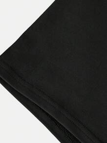 SHEIN 青少年女孩黑色针织镂空后背吊带背心和紧身裤两件套 - 黑色 - 查看 3