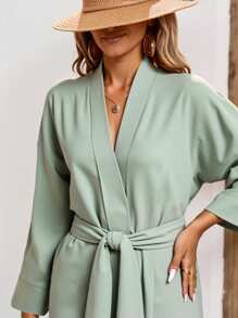 INAWLY Loose Fit Cropped Cardigan Dress For Women