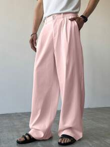 Manfinity Hypemode Pantalones anchos de unicolor versátiles y casuales para hombres