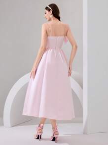 Poshira Robe de soirée élégante et formelle pour femmes (ornée) - Rose bonbon - Voir 3