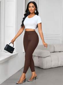 SHEIN Lady Leggings para mujer con diseño de respiradero en la cintura