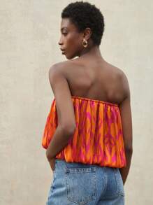 Aveloria Modichic Women Vacation Beach Style Oil Painting Print Chiffon Halter Cropped Top, Spring/Summer