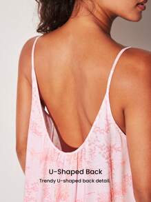 LUVLETTE 柔软人造丝度假花卉图案蝴蝶结绳吊带睡裙女士睡衣透气吊带裙新娘内衣和睡衣