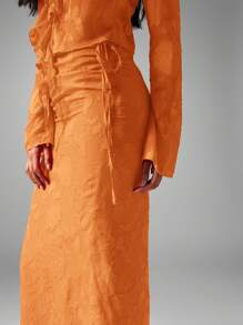 MISSGUIDED Devore 雪纺长裙，带褶饰和系带鱼尾，优雅晚会婚礼宾客春夏