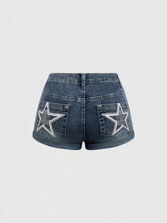 ROMWE Avant Shorts vaqueros de talle bajo y estilo sexy Y2K para mujer