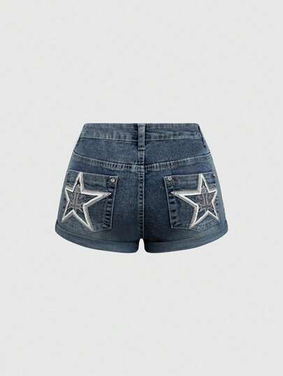 ROMWE Avant Short en jean taille basse sexy style Y2K pour femmes