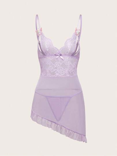 Fairycore Sexy Lace Mesh Patchwork Butterfly Ladies' Lingerie Set, Sleepwear