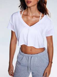 Easify SHEIN Sport Women Loose Fit Short Sleeve White Sports T-Shirt For Yoga & Outdoor Activities Workout Clothes For Women Workout Shirt Women Workout Top Women Women Sports Outfit