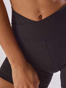 Musera Sport Dipped Waistband Fitted Mini Shorts Active Comfy Workout Gym,Padel, Tennis, Pickleball Gym Fitness - Black - View 6