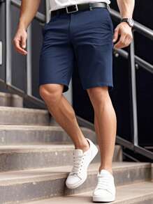 Manfinity Homme Men's Casual Straight Leg Shorts, Summer Fashion Shorts