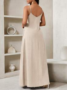 SHEIN Lady 女士波西米亚风露背连衣裙 女士宽松长裙 女士连衣裙 宽松露肩 生日和活动连衣裙/节日连衣裙 度假服装 波西米亚风/波西米亚风女装 吊带上衣 非洲女装 女士连衣裙 夏季热带女装 新品 女士连衣裙 沙滩裙 复活节连衣裙/女士复活节连衣裙/女士复活节服装 - 卡其色 - 查看 2