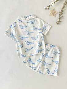 Infant/Toddler Boys' Cute Seal Print Open Front Collar Loungewear Set Boy Summer Clothes Baby Boys Sets - Multicolor - View 2
