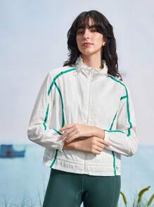 In My Nature Áo khoác chống nắng cổ khóa kéo dài tay cho nữ - trắng - Xem 12