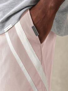 SUMWON Regular Fit Lifestyle Shorts With Side Stripe Details Drawstring Waist Summer Spring Casual Wear Essential Shorts - Dusty Pink - View 5