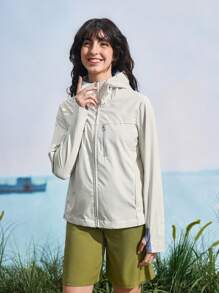 In My Nature 女士休闲百搭户外连帽风衣 - 黃色 - 查看 4