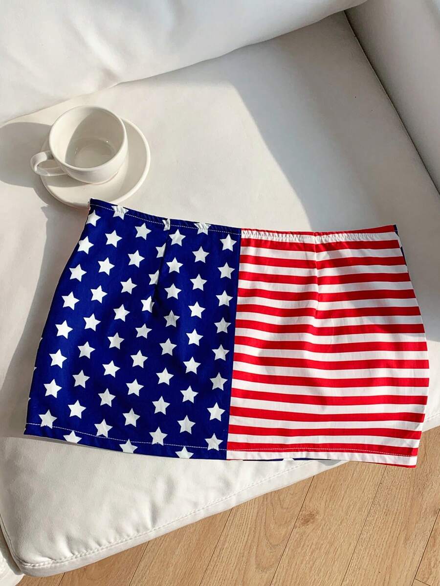 Comfortcana 女士时尚美式印花迷你裙（夏季） - 彩色 - 查看 1