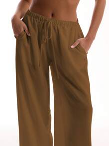 MUSERA Textured Linen Feel Tie Waist Wide Leg Trousers Ibiza Fits Summer Boho Holiday Vacation Beach Western Nashville