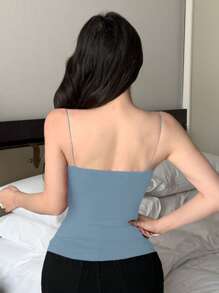 DAZY 自垫胸围褶皱修身吊带背心上衣短款女式上衣