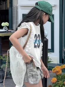 Dazy Kids Tween Girls T-Shirt For Fall Season - White - View 4