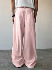 Manfinity Hypemode Pantalones anchos de unicolor versátiles y casuales para hombres