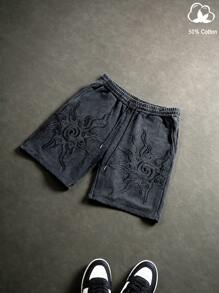 PAVTROS Manfinity Streetrush 男士纯色抽绳腰袋夏季休闲短裤，适合返校季、Emo 风格和 2000 年代风格 - 黑色 - 查看 7