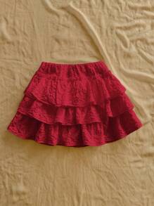 Soleia Váy ngắn chữ A dệt jacquard nhiều lớp họa tiết màu trắng dành cho nữ, cạp thấp, viền xếp nếp, thích hợp cho tiệc tùng, hẹn hò, ngày lễ tình nhân, ngày lễ, lễ Phục sinh, lễ hội hóa trang, Tết Nguyên đán, bãi biển, du ngoạn, chuyến đi thành phố, mùa cưới, trà chiều, trở lại trường - Đỏ - Xem 6