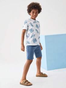 Leap Crew Leap Crew Conjunto De Camiseta Y Pantalón Corto Con Estampado Tropical Para Niños Preadolescentes