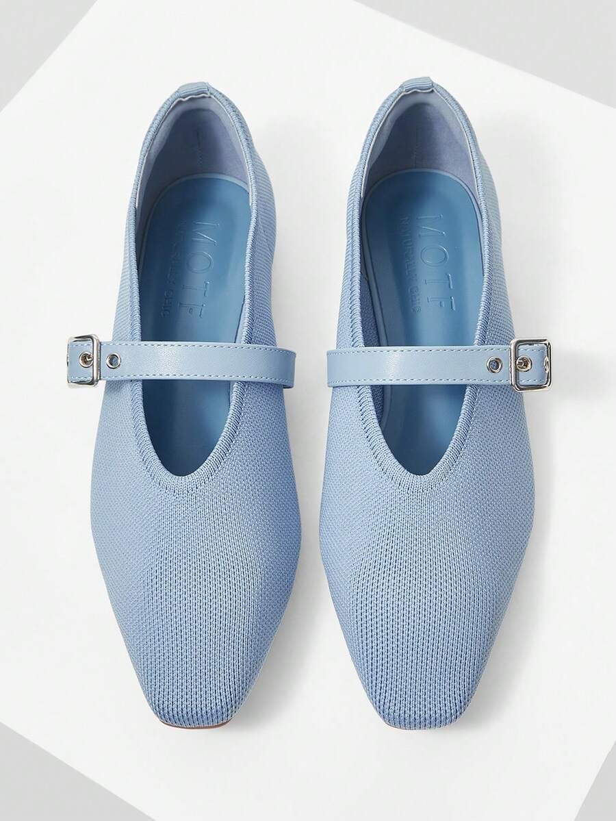 MOTF PREMIUM ZAPATOS PLANOS CON PUNTERA CUADRADA Y HEBILLA - Azul - Ver 1