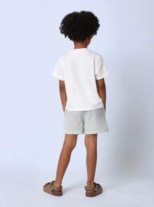 SUMWON Shorts Infantis Listradas de Seersucker para Verão, Respiráveis, Macias, Confortáveis, de Algodão, para Férias, Praia, Férias, Crianças, Elástico, Casual, Casual, Roupa para Brincar