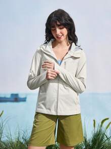In My Nature 女士休闲百搭户外连帽风衣 - 黃色 - 查看 6
