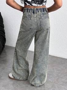 青少年女孩 Y2K 春夏假期复古水洗高腰斜口袋破洞牛仔宽松直筒牛仔裤、女孩夏季海滩波西米亚度假骑行短裤、夏季音乐会节日休闲狂欢装、女孩夏季早午餐教堂毕业装、街头服饰、返校装