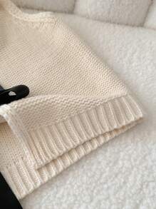 Elamini Áo len không tay có nơ trang trí, thời trang tối giản, phù hợp cho mùa hè - Màu be - Xem 4