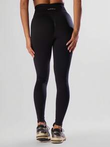 Musera Sport Solid High Waist Sports Leggings,Active Comfy Workout Gym Running Run Club,Padel, Tennis, Pickleball Gym Fitness - Black - View 4