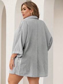 Swim Lushoire Women's 2 Piece Set Blue White Striped 3/4 Sleeve Shirt & Shorts, Summer Beach Casual Plus Size 2 Piece Lounge Sets Woman - Black and White - View 2