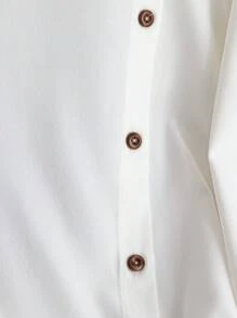 GlowEve Elegant Commuting Casual Fashionable Chic White Blouse For Women, Stand Collar Versatile Top With Unique Design