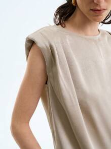 Aalyst Women's Elegant French Style Crew Neck Wide Shoulder Ruffle Sleeve Blouse, Commute Officewear, Spring/Summer