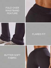 Musera Sport High Waist Straight Waistband Flared Pants Active Comfy Workout Gym, Padel, Tennis, Pickleball