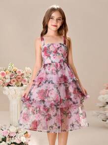 Tween Girl Chiffon Ditsy Floral Cami Dress - Multicolor - View 5