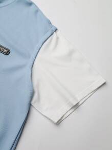 Manfinity Hypemode Men's Letter Print Hoodie Short Sleeve T-Shirt And Drawstring Waist Shorts Set, Casual