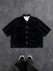Manfinity ZONE917 Camisa de manga corta de verano informal para hombre con estampado de eslogan